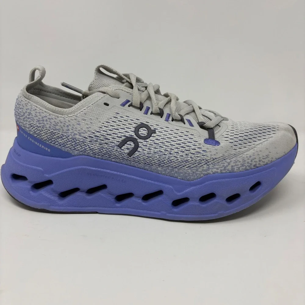 On Cloudsurfer Max Mens Size 8.5 Grey Purple Athletic Running Shoes Sneakers
